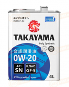 605039 TAKAYAMA МАСЛО МОТОРНОЕ СИНТЕТИЧЕСКОЕ MOTOR OIL 0W-20 (4л)