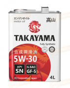 605043 TAKAYAMA МАСЛО МОТОРНОЕ СИНТЕТИЧЕСКОЕ MOTOR OIL SN 5W-30 (4л)