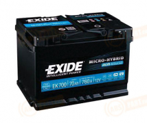 EK700 EXIDE 70 Micro-Hybrid AGM обратная полярность